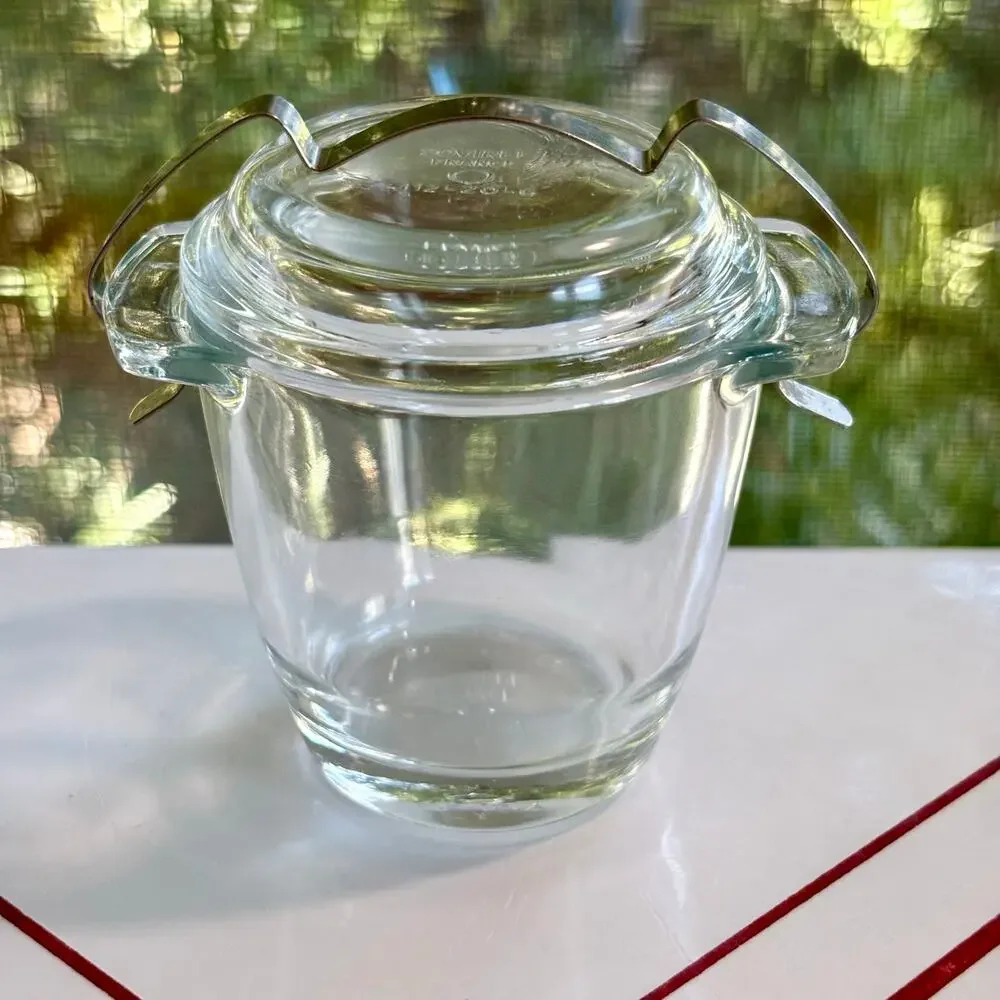Vintage Sovirel France Glass Jar with Lid and Metal Clip